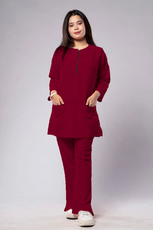 Aero Scrub Set: Mulberry Maroon with Zipflex Top