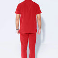 Titan Scrub Set: Electric Crimson with Mandarin Collar