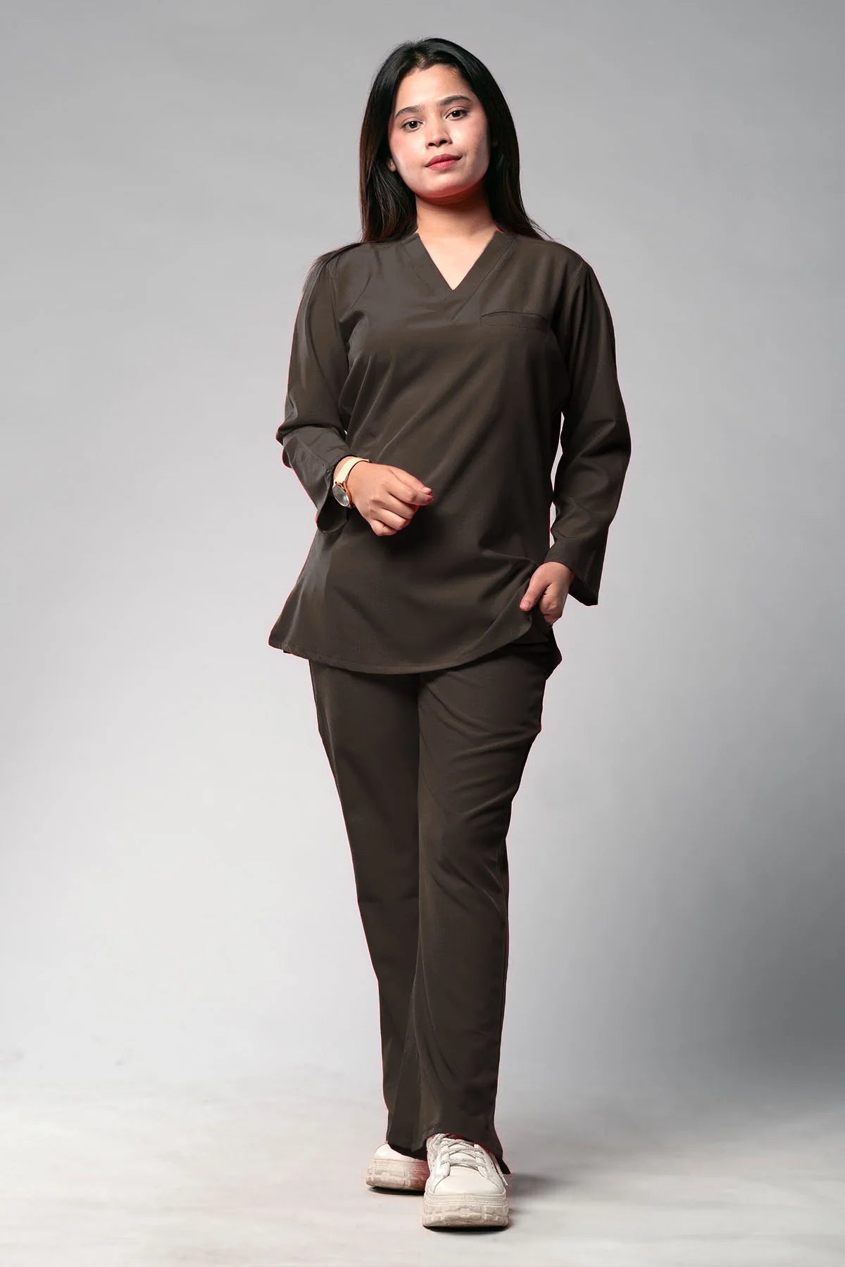 Aero Scrub Set: Olive Green with Minimal Edge Top