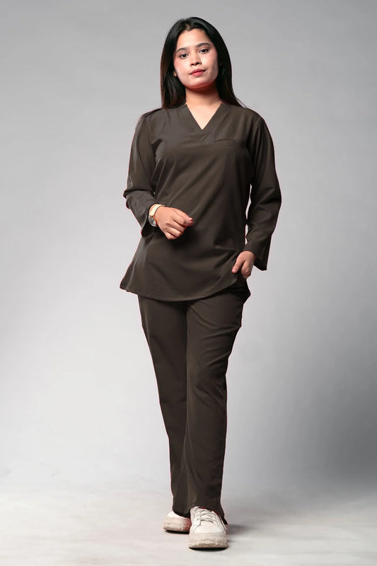 Aero Scrub Set: Olive Green with Minimal Edge Top