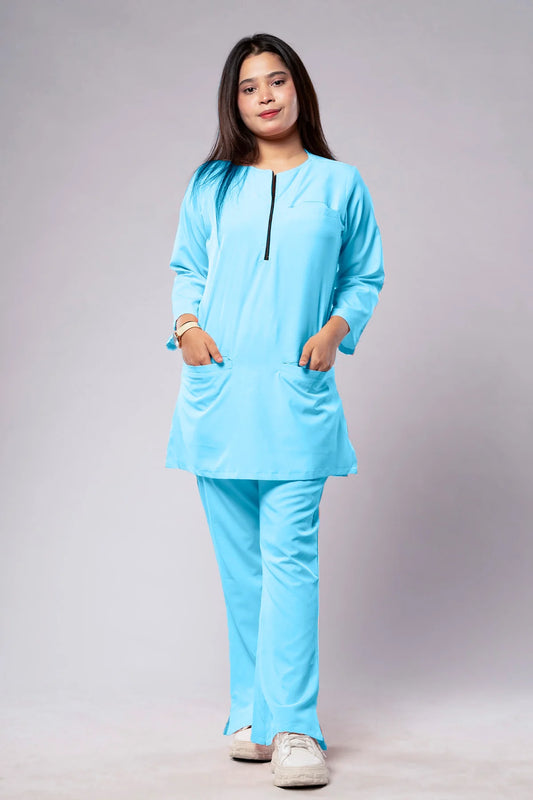Aero Scrub Set: Sky Blue with Zipflex Top